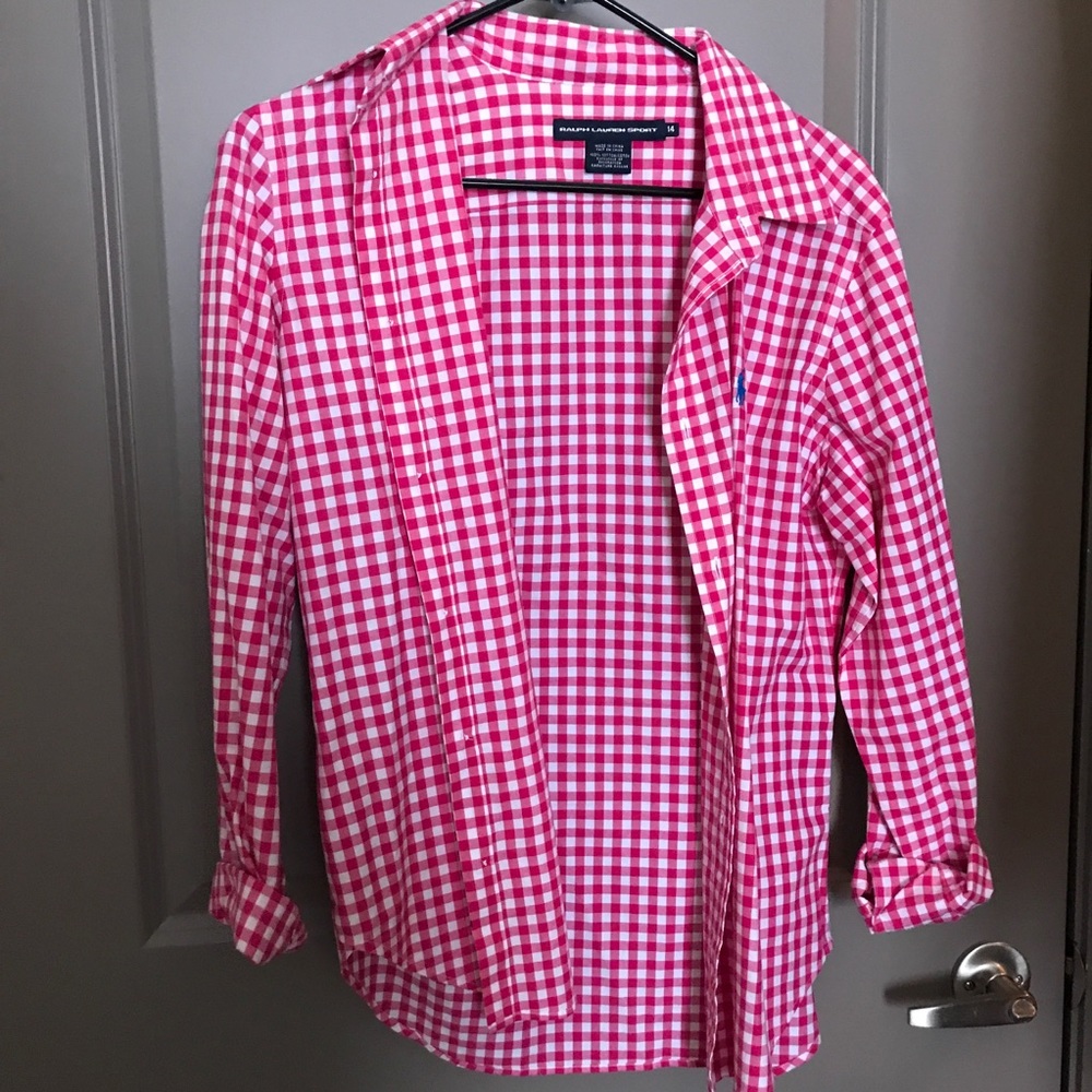Size 14 Pink Ralph Lauren Gingham Button Down